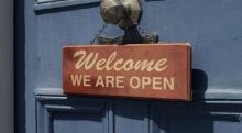 Welcome sign on door